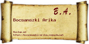 Bocsanszki Arika névjegykártya